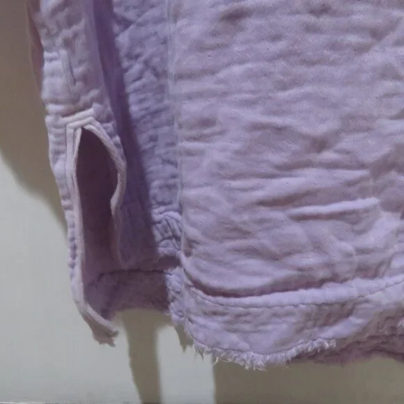 FREE PEOPLE WE THE FREE Palo Alto Textured Gauzy Cotton Oversize Pocket Top Boho - Picture 8 of 13